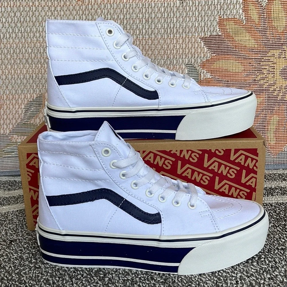 Vans WMNS Sk8-Hi Tapered Sport Stripes Navy/True White VN0A5JMKNWD Platforms